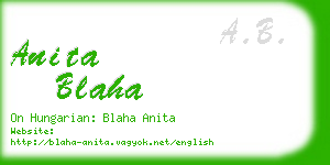 anita blaha business card